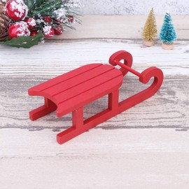 COHEALI 2 pcs Christmas Sleigh Ornament Wood Decorative Sleigh Christmas Sled Ornament Miniature Wooden Sleighs (Red)