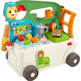 Fisher-Price Baby to Toddler Toy Laugh & Learn 3-in-1 On-the-Go Camper Walker & Activity Center with Smart Stages for Ages 9+ Months​, Tan/Green