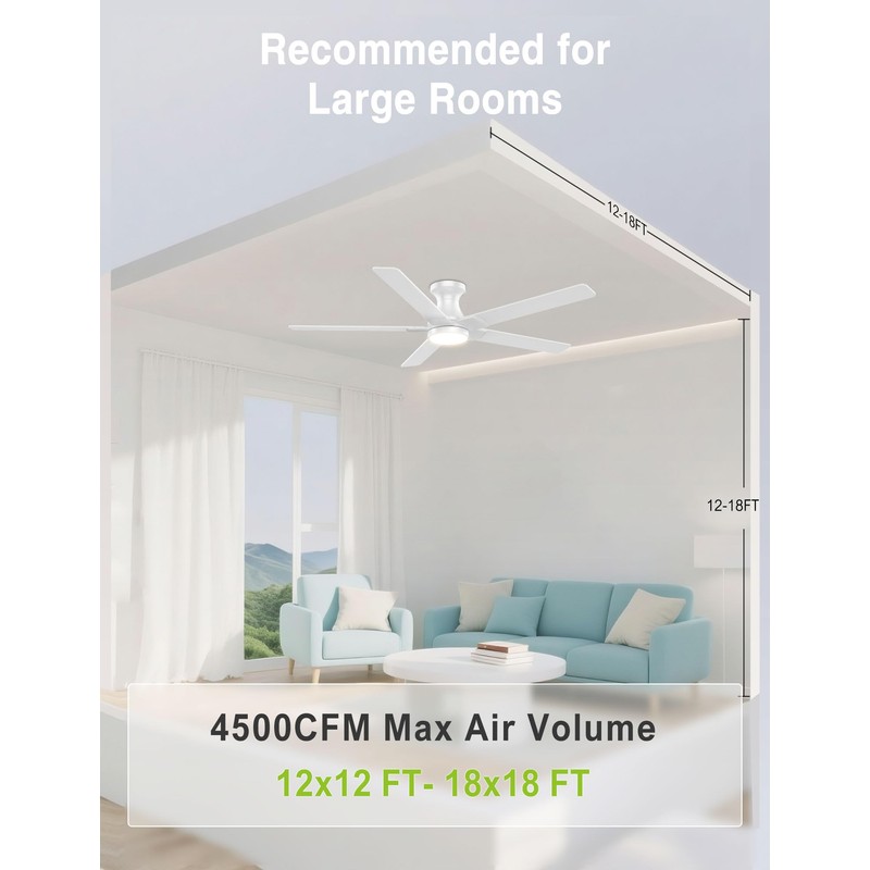 DAMINY 52 inch Ceiling Fans with Lights,5 Blades,6CCT, Remote Control