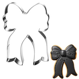 Auktosmn Bow Cookie Cutter with Long Ribbon- 4 Inch - Dishwasher Safe - Metal Cookie Cutter for Baking - Perfect for Baby Shower, Birthday, Wedding, and Holiday Cookies