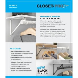 Knape & Vogt Closet Pro HD RP0022-18/30 Adjustable Closet Rod, 18-Inch to 30-Inch, Platinum