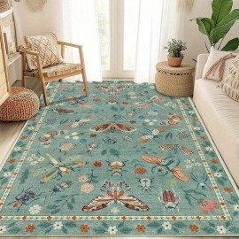 Insect Print Area Rugs, Non Slip Washable Rugs for Living Room,Modern Bedroom Rug Under Bed Large Carpet for Room Decorsize: 160*200cm, color: Pink2