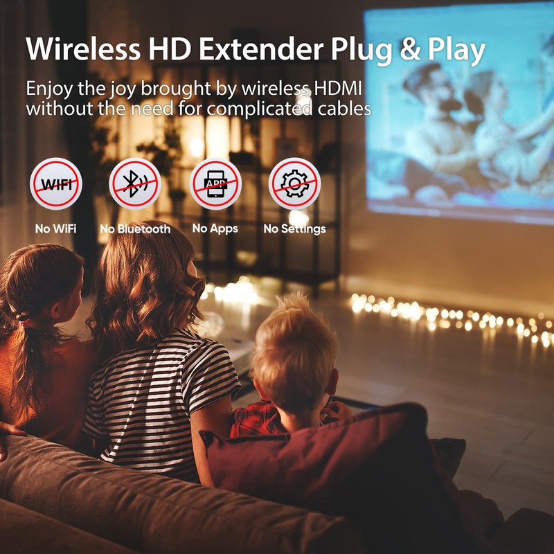 2026 Upgraded Wireless HDMI Transmitter and Receiver 328FT/100M, 4k Decode