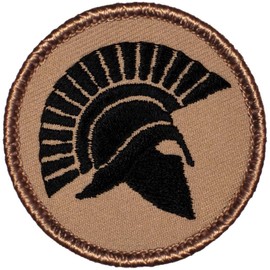 Spartan Silhouette Patrol Patch - 2" Diameter Round Embroidered Patch (Sew-on)