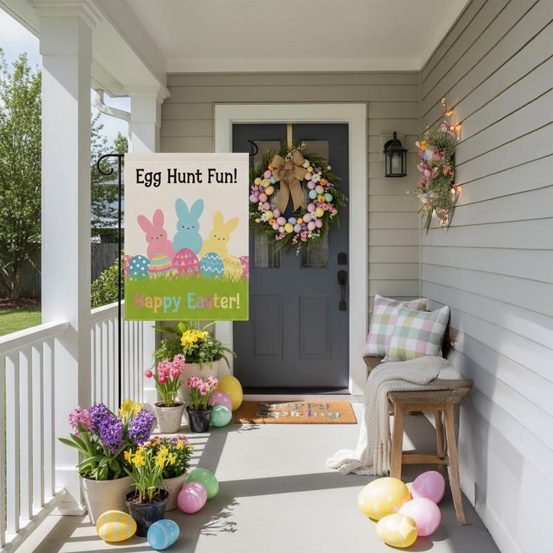 Easter Garden Flag Double Sided 12x18 Inch - Happy Easter