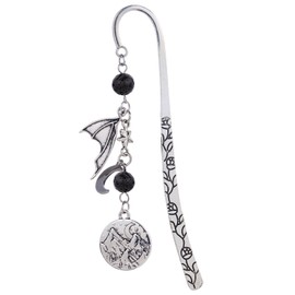 Retro Metal Bookmark for Bookish Gifts Wing Mask Bow and Arrow Charms Book Mark for Book Lover Gifts for Women Men (Night-Black)