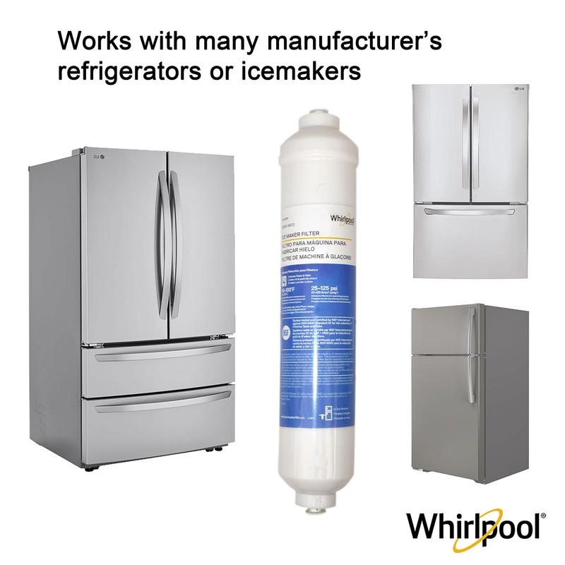 Whirlpool Inline Water Filter WHKF-IMTO, 1/4" Quick Connect Fits Refrigerator,