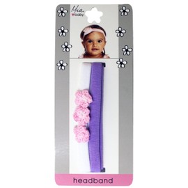 Mia Baby Headbands, Hair Accessory with Crocheted Flowers on Thin Soft Terry Cloth Elastic Rubber Band, for Babies, Girls, Baby Showers 2pcs