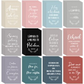Thenshop 48 Pcs Spanish Christian Notebooks Bulk Regalos Cristianos En Español Bible Verse Gift Inspirational Notebooks for Sunday School Teacher Grandparents Day Gifts (Morandi Color)