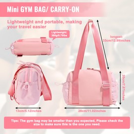 Tokeya Mini Gym Bag for Women Girls, Waterproof Gym Duffle Bag with with Wet Compartment and Adjustable Hand Strap Small Gym Tote Bag Cute Travel Duffle Bag for Fitness Travel Shopping Weekend, Pink