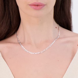 PORI JEWELERS 925 Sterling Silver Figaro Chain Necklace - 4mm - 10.5mm - Made in Italy (20, 4.5MM)