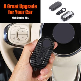 Car Key Cover Fit for Fiat 500 Abarth 595 695/Bravo Car Key Cover Keyless Smart Card Case Protective Cover Key Fob ABS Black