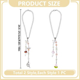 DELORIGIN 2 Stück Pilz Rückspiegel Hängeornament Schmetterling Blumen Perlen Charme Sonnenfänger Für Tasche Schlüsselanhänger Fenster Tür Garten Balkon Dekoration