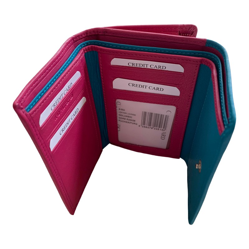 Golunski Ladies Soft Leather RFID Compact Trifold Purse - Fuchsia