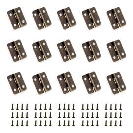 YUEQIN 50 Pcs Small Mini Hinges Box Small Hinges,Mini Folding Butt Hinges Antique Bronze Mini Hinges Retro Butt Hinges Metal Hinge for Wooden Jewelry Box with 200 Screws,18mm*16mm