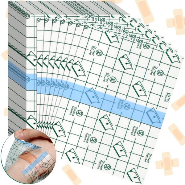 150 Pieces Stretch Adhesive Bandages Transparent Film Dressing Bandages Waterproof Adhesive Bandages (3.9 x 5.1 Inch)