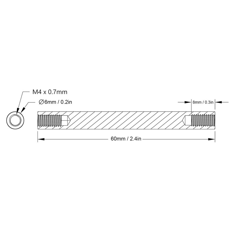 4Pcs Standoff Round Aluminum Tube Extension Support, 60mm Length, M4