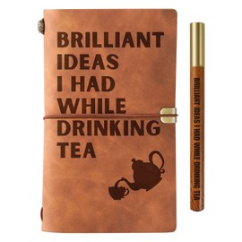 INNObeta Tea Gifts Journal for Tea Lover - 7.8"x5" Leather Embossed Refillable Notebook - Gifts for Appreciation, Congratulations, Christmas and Birthday