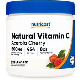 Nutricost Natural Vitamin C Powder (Acerola Cherry) (8oz) - Gluten-Free, Non-GMO