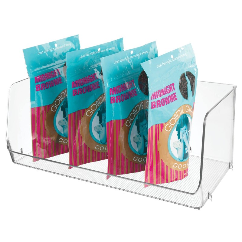 mDesign Modern Stackable Plastic Open Front Dip Extra Large Storage