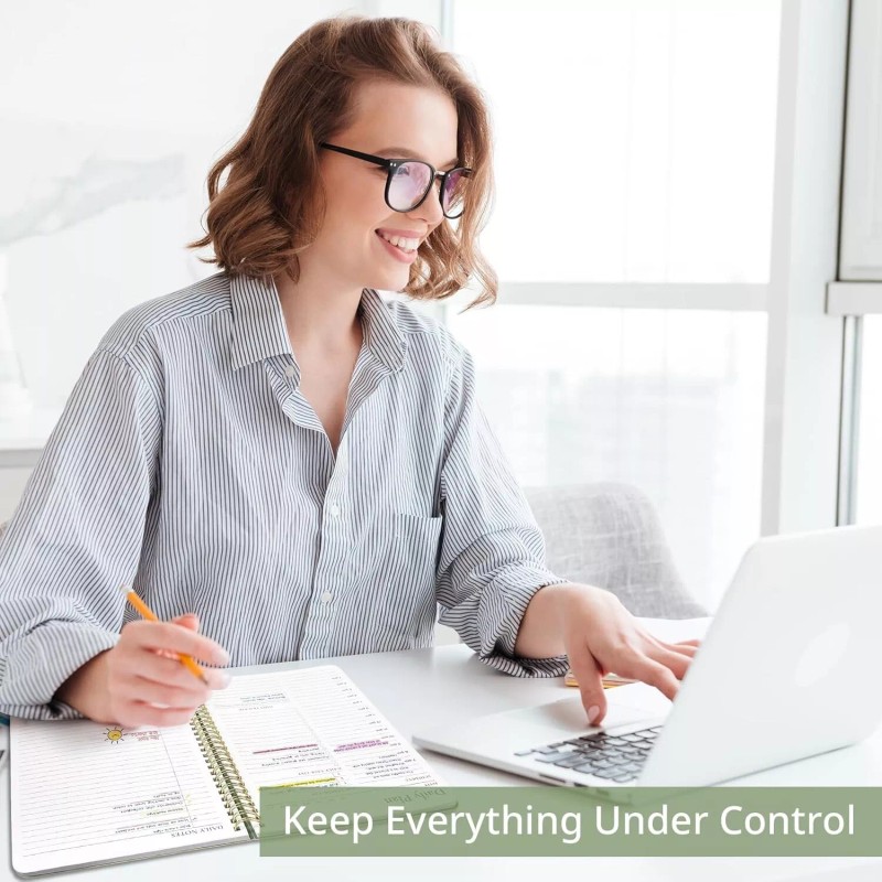 ZOTIA Aesthetic Daily Planner Notebook With Hourly Schedule, Spiral To