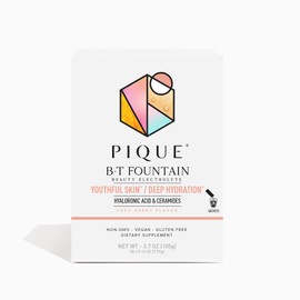 PIQUE BT Fountain Beauty Electrolyte Powder - Sobres de polvo hidratante con ácido hialurónico, ceramidas y magnesio para una piel hidratada y...     