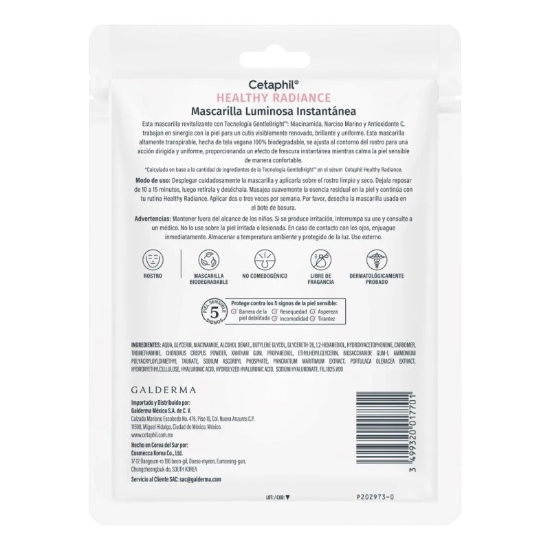 🔥 Cetaphil healthy radiance mascarilla facial luminosa instantánea 6 piezas