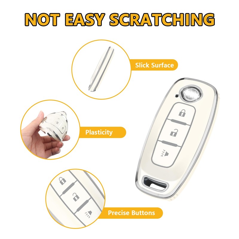 FT FUNTOR for Nissan Key Cover,3 Buttons TPU Key Case