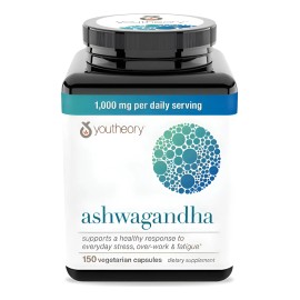 🌿🧠 Youtheory Ashwagandha KSM-66 | 150 Cápsulas, Apoyo Natural Anti-Estrés 💖✨