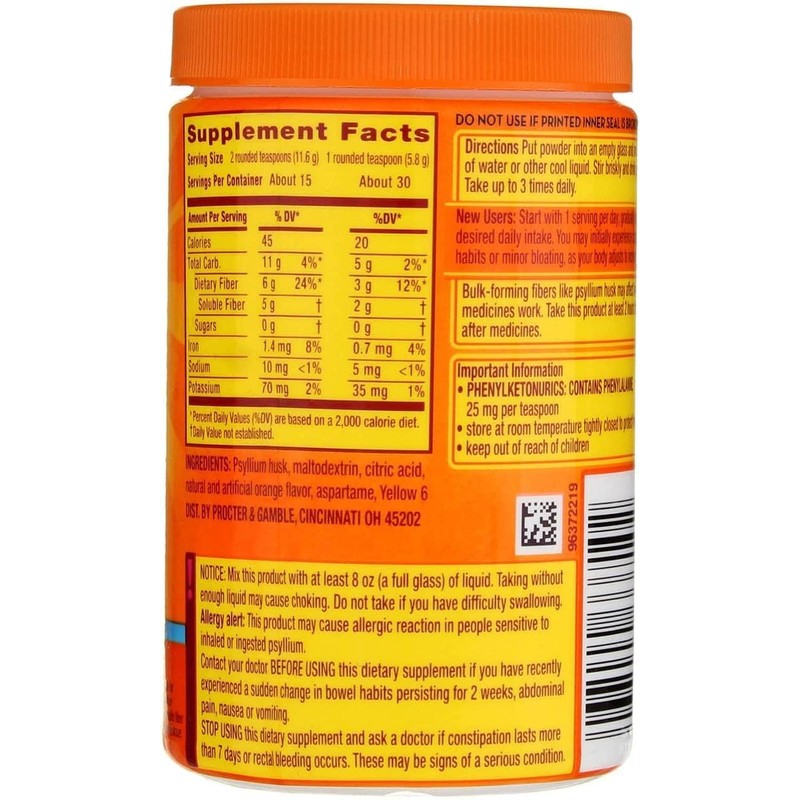 Metamucil Daily Fiber Supplement/Therapy for Regularity, Sugar Free, Orange Smooth,