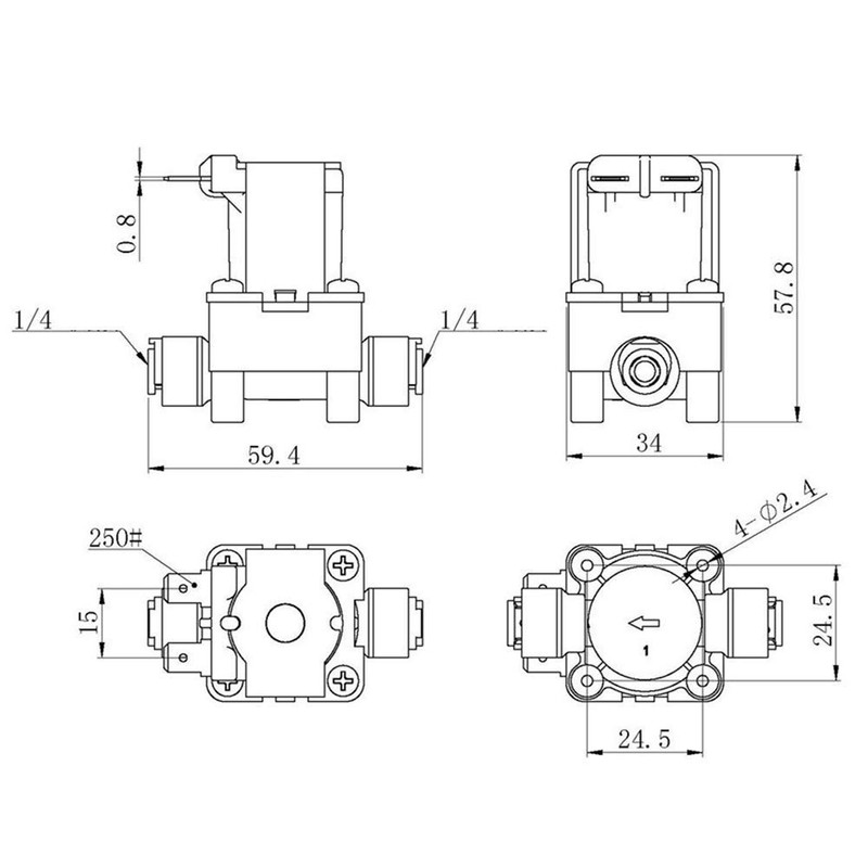 Beduan 24V 1/4" Inlet Water Solenoid Valve Normally Closed for