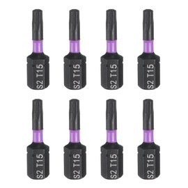 HARFINGTON 8pcs T15 Torx Screwdriver Bit 1/4" Hex Shank 25mm/1" Length Magnetic Star 6 Point Head Hex Bits S2 Steel Screw Driver Bit Industrial Grade Electric Drill Bits