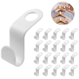BOUMVID Clothes Hanger Connector Hooks, 20 Pcs Coat Hangers Hooks Hanger Super Space Saving for Closet, White