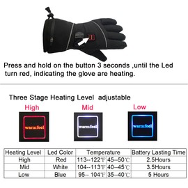 LPCRILLY Heated Gloves for Men and Women, Waterproof for Skiing and Motorcycling in Winter Heated Gloves with Touch Screen, Electric Rechargeable Battery Heating Glove (M)