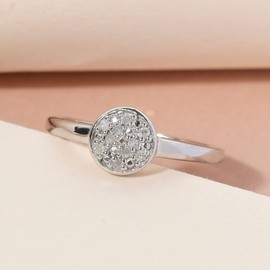 TJC White Diamond Cluster Ring for Womens in Platinum Plated 925 Sterling Silver Size M April Birthstone,