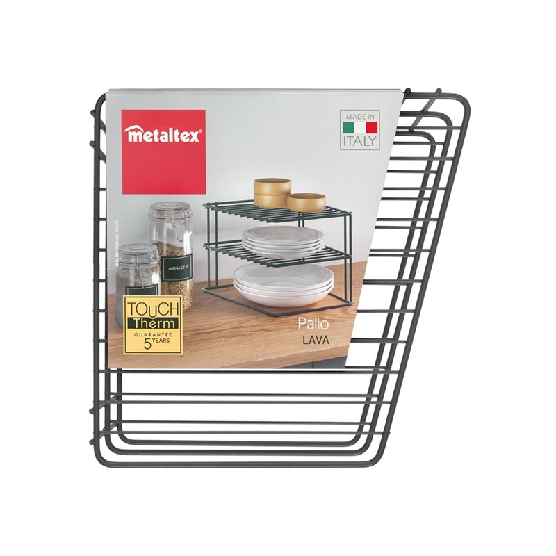 Metaltex Palio Lava corner cabinet insert 2-level 25x25x19cm TouchTherm, black,