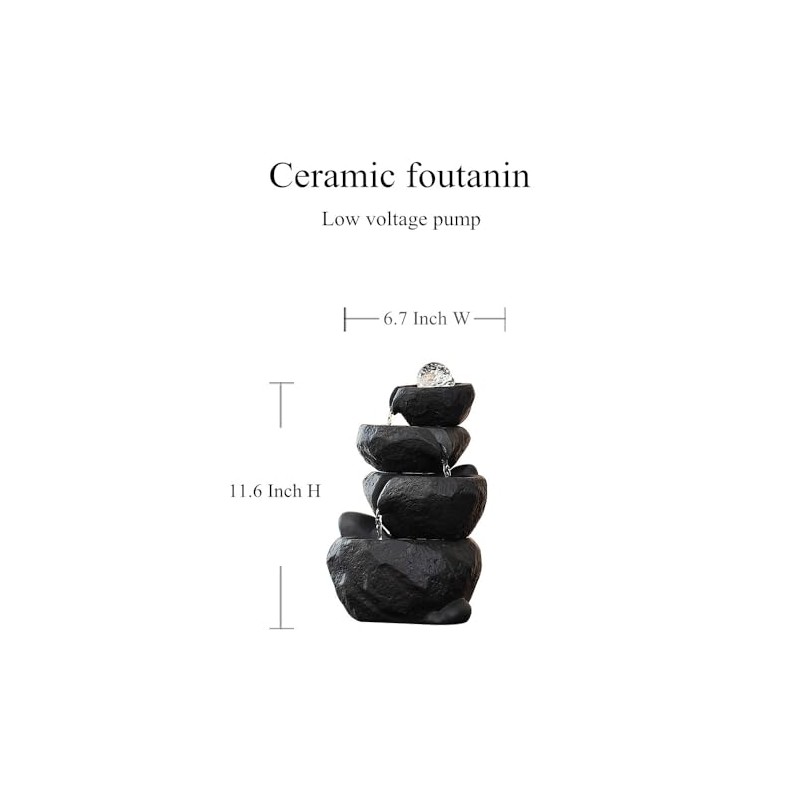 Tabletop Desktop Fountain Waterfall Water Feature Ceramic Indoor Fountain Office