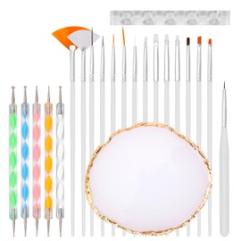 lasuroa 22pcs Nail Brushes Set, 2 Way Engraving Pen Nail Dotting Tools Kit Resin Palette Penholder Included Drawing Painting Tools for Manicure Art Design DIY Home Salon Makeup
