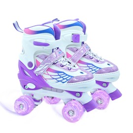 SMOOJOY Kids Roller Skates for Boys Girls, 4 Size Adjustable Roller Skates with Light Up Wheels for Kids Ages 5-8, Beginner RollerSkates for Outdoor Indoor Sports