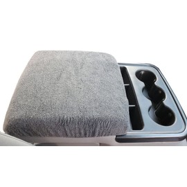 Car Console Covers Plus Made in USA Fleece Armrest Cover for Fold Down Center Console Designed for Chevy Silverado and All GMC SUV Models 2014-2018 Dark Gray