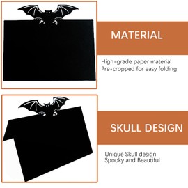 Halloween Bat Place Cards - Black Table Tent Cards & Seating Labels, 25pcs