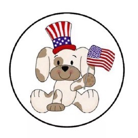 Unbranded 48 Patriotic Dog!!!  ENVELOPE SEALS LABELS STICKERS 1.2" ROUND