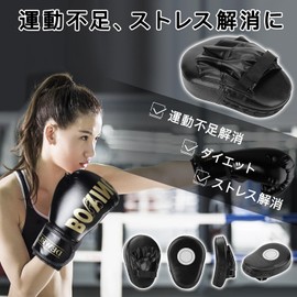 Punching Mitts Set of 2 Boxing Mitts Kickboxing Gloves Lightweight Martial Arts Karate Muay Thai Taekwondo Training Exercise Practice Kids Lack of Exercise Black
