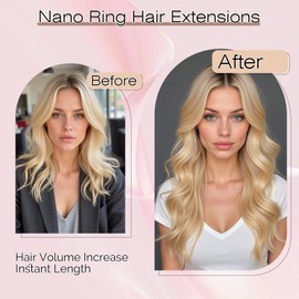 SEGOHAIR Nano Ring Hair Extensions, Nano Bead Human Hair Extensions for Women, Highlight, Add Volume and Length, 1g/stand 50g/pack, 22 Inches, Ash Blonde Mix Bleach Blonde