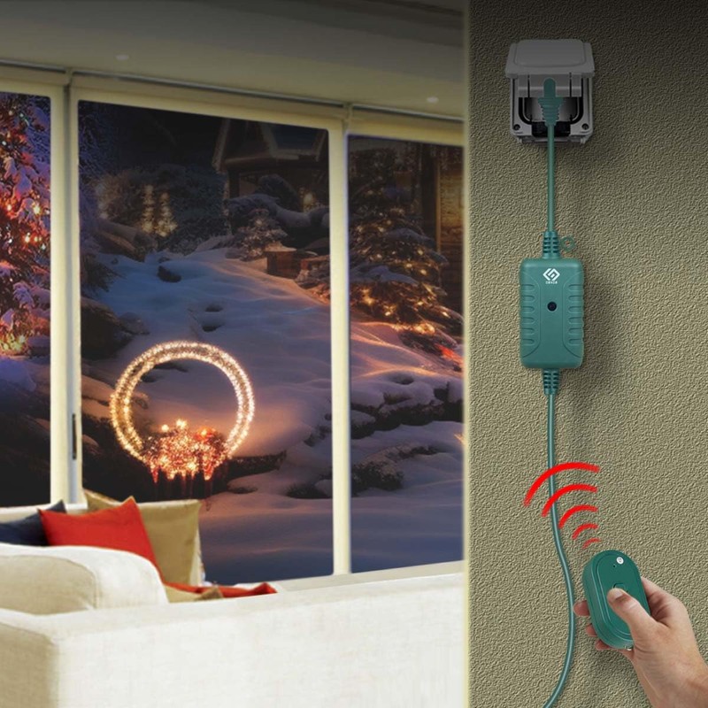 OSKOS Outdoor 3 Grounded Outlets with Wireless Remote Control, 15