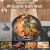 WANGYUANJI 14.2-Inch Pure Iron Wok with Lid, Flat-Bottom Uncoated Stir-Fry