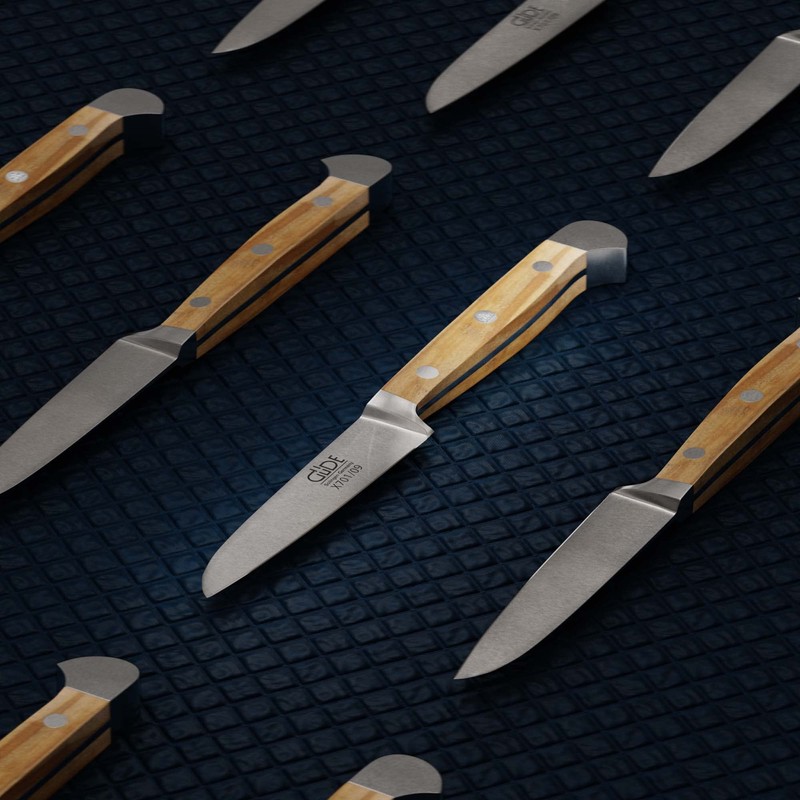 GÜDE Solingen - Gemüsemesser geschmiedet, 9 cm, Olivenholz, ALPHA OLIVE,