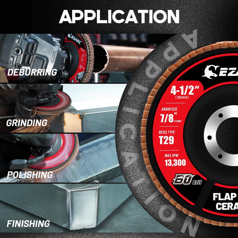 EZARC Ceramic Flap Discs 60 Grit, 4 1/2 x 7/8-Inch