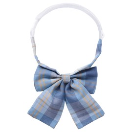 制服リボン スクールリボン セーラー服 蝶結び 蝶ネクタイ JK制服 女子 学生 可愛い 調整可能 チェック柄 格子柄 学校 通学 コスプレ 多色 紫 赤 水色 (スカイブルー)