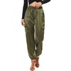 Allegra K Women's Fall Satin Joggers Drawstring Elastic High Waist